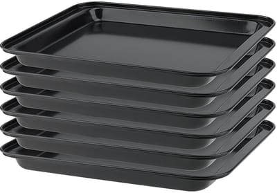 Dailygoods- Bakplaat Set 6 Stuks - Rechthoekige Bakplaat 24 x 18 x 2 cm - Koolstofstaal - Niet-klevend - Gemakkelijk schoon te maken - Stapelbaar - Ovenplaat