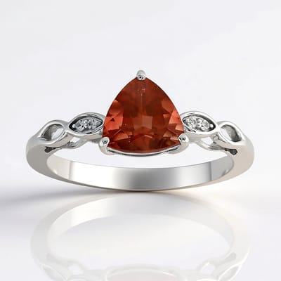 Cavill - 9 Karaat Witgouden Ring met Oregon Zonnesteen 0,918 ct Triljant geslepen - Elegante Ring met Zirkonia 0,024 ct - Sieraden Dames