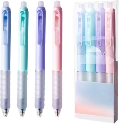 Erasable balpen set van 4 stuks, 0.5mm retractable pen, ideaal voor studenten en als cadeau, vlekbestendig en herbruikbaar
