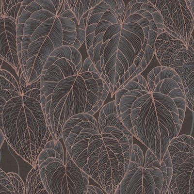 Natuur behang Profhome 781282-GU vliesbehang hardvinyl warmdruk in reliëf gestructureerd met bloemmotief subtiel glanzend bruin zwart goud 5,33 m2