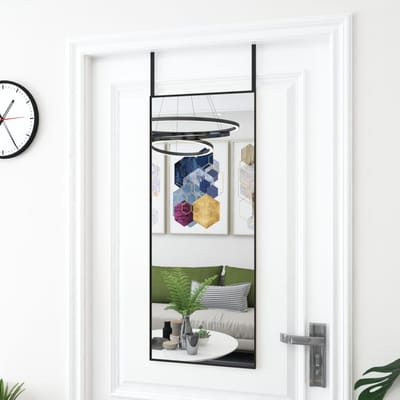 vidaXL - Deurspiegel - 40x100 - cm - glas - en - aluminium - zwart