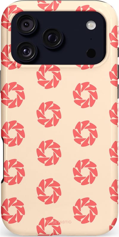 Casetastic hoesje geschikt voor Apple iPhone 17 Pro Max - MagSafe - Dubbellaagse bescherming - Peach Bloem Cirkels - Fashion Case - Crème Koraal Perzik