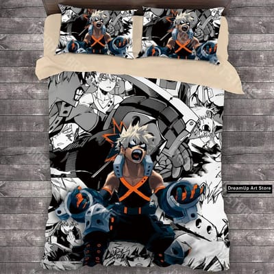 3D Print MANGA Anime My Hero Academia Beddengoed Set Jongens Meisjes Twin Queen Full Size Dekbedovertrek Kussensloop Bed Volwassen Slaapkamer EU Single 135x200cm