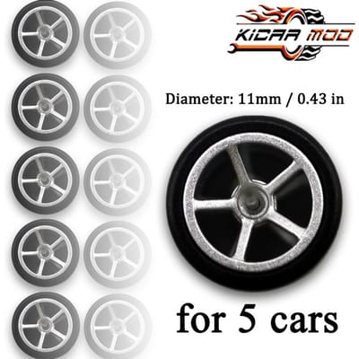 1/64 Wielen Met Afneembare Slick Rubberen Banden Vijf Spaken Voor Speelgoedmodel Diecast Auto's Opknaponderdelen Voor Hotwheels (5 Sets) gray