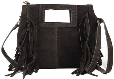 Giuliano lederen suede schoudertas - Suede - Made in Italy - Dames - Olijfgroen
