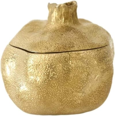 Sieradendoosje Messing Vintage - Handgemaakte Opberger - Sieraden Opbergen - Granaatappel Design - 5.5x5.8 cm - Zacht Goud