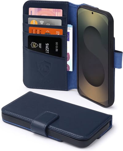 MobyDefend Hoesje - Geschikt voor Samsung Galaxy S25 Ultra - Luxe Leren Wallet Bookcase - Blauw