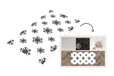 Keukenloper - Loper keuken - Sneeuwvlok - Winter - Zwart - Wit - Patronen - 120x60 cm - Keukenloper vinyl