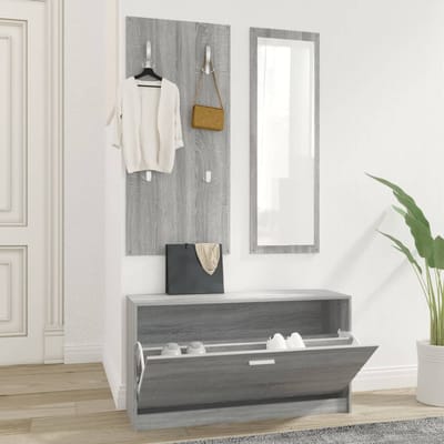 vidaXL - Schoenenkastset - 3-in-1 - bewerkt - hout - grijs - sonoma - eiken
