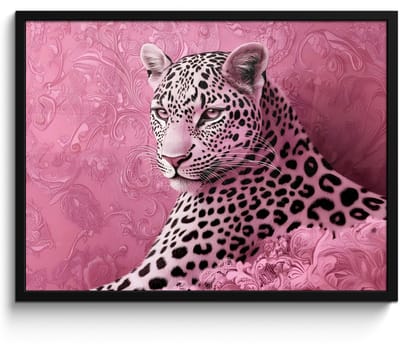 Poster in lijst - Fotolijst 70x50 cm - Posters - Panter - Luxe - Roze - Posterlijst zwart - Decoratie - Wanddecoratie woonkamer - Muurdecoratie slaapkamer