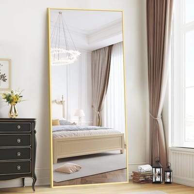 Grote rechthoekige full-body spiegel 192 x 85 cm met aluminium frame voor slaapkamer, woonkamer, kleedkamer, fitnessstudio en hal