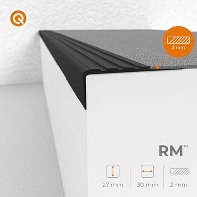 Antislip hoekprofiel voor trapranden 30x27mm, zwart, 80cm