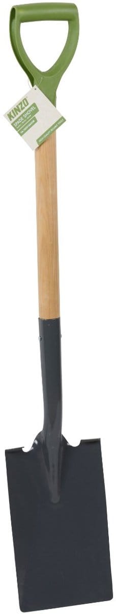 Kinzo Tuinspade 105 cm – Stevige Spade met Houten Steel en Ergonomisch Handvat – Schop voor Tuinwerk, Grondbewerking en Boomwortels – Tuinschop van Metaal