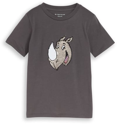 Tom Tailor - T-shirt met omkeerbare pailletten - Maat 92/98 - dark urban grey
