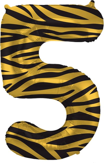 Folat - Folieballon Cijfer 5 Tiger Chic - 86 cm