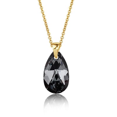Montebello Ketting Jan DG521 - Swarovski Druppel - 925 Zilver Verguld - 16mm - 50cm