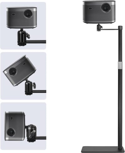 360° Draaibare Projector Houder, Verstelbare Hoogte, Verborgen L-Vormige Vloerstandaard, Geschikt voor Projectoren, Camera's en Mobiele Telefoons, Maximale Draagcapaciteit 6 kg