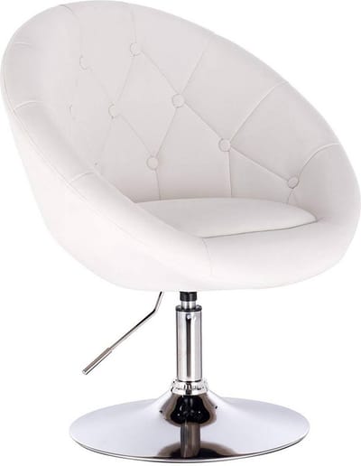 Barkruk Nero Deluxe - Industrial - Wit - Barkrukken set van 1 - Barstoel Kruk - Barstoelen met rugleuning - Keukenstoel - In hoogte verstelbaar - Kunstleer