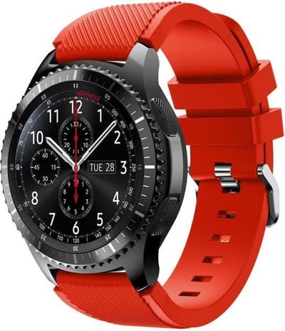 By Qubix - smartwatch bandje - Compatible Samsung bandje - Siliconen sportbandje - Rood - Geschikt voor Samsung Galaxy Watch 3 (45mm) - Galaxy Watch 46mm - Samsung Gear S3 Classic & Frontier