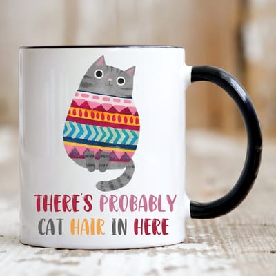There is probably cat hair here Grijs Kat- Valentijn cadeautje voor hem - Valentijn cadeautje voor haar - Valentijnsdag - Verjaardag cadeau - Cadeau voor man - Cadeau voor vrouw - Grappige cadeaus - Mokken - Moederdag cadeautje - Schattig