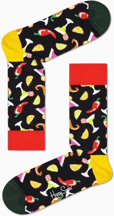 Happy Socks - Drink Sock - Sokken Dames - Zwart Multi - Maat 36-40