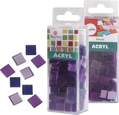 Rayher Mozaiek steentjes/tegeltjes - 410x stuks - paars - 1 x 1 cm - Mozaieken maken - Kunststof