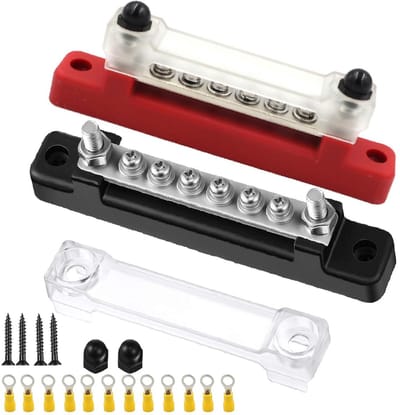 2 stuks Stroomverdelingsblokken 12V-48V DC 150A Klemmen met Transparant Deksel voor Auto en Boot