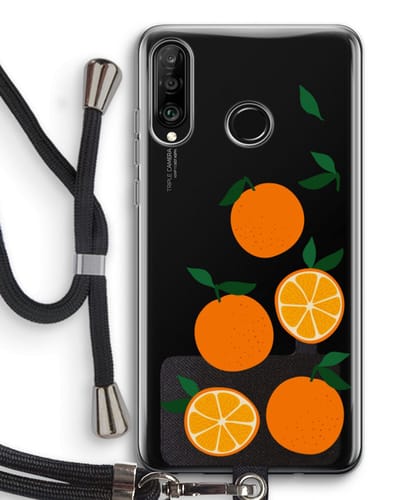 Case Company® - Hoesje met koord geschikt voor Huawei P30 Lite hoesje met Koord - Will you be my clementine - Telefoonhoesje met Zwart Koord - Bescherming aan alle Kanten en Over de Schermrand