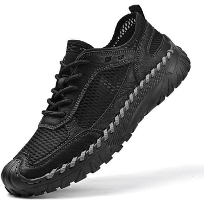 Zomer Herenschoenen Outdoor Vrije Tijd Nieuwe Trendy Alles-Match Lichte Mesh Schoenen Mesh Oppervlak Uitgehold Tiener Mode Schoenen 46 zwart