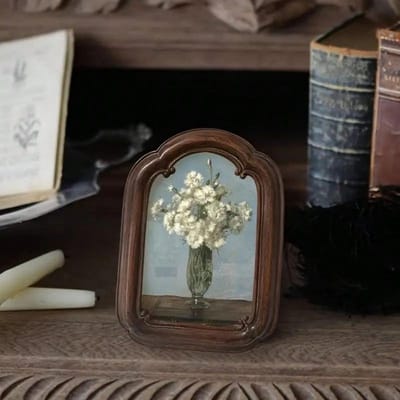 Rond Donkerbruin Vintage Klassiek Fotolijstje, Woondecoratie Wanddecoratie Tafeldecoratie, Voor Moederdag Feest Lente Afstuderen Schoolseizoen Decoratie Cadeaus C-2467 black