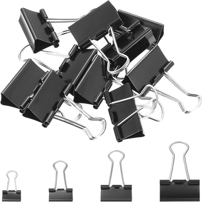 Foldback Klemmen - Metalen Clips - Documenten Organiseren - Robuuste Metalen Constructie - 170 Stuks - Zwart