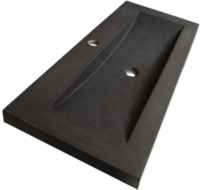 Brauer Magma Wastafel - 120 cm - met 1 Spoelbak en 1 Kraangat - Natuursteen Basalt Antraciet