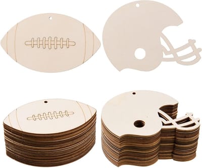 Houten Uitsparingen voor Voetbal en Rugby - DIY Ornamenten met Touw voor Sport Thema Decoratie