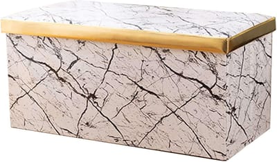 Opvouwbare Opbergbank - Voetenbank Poef - Ruimte Organiseren - Met Opbergruimte - 15x15x15 Inch - Wit