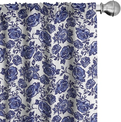 ABAKUHAUS – AST Bloemen Voorhang – 2x75x225 cm – Violet Blauw Wit