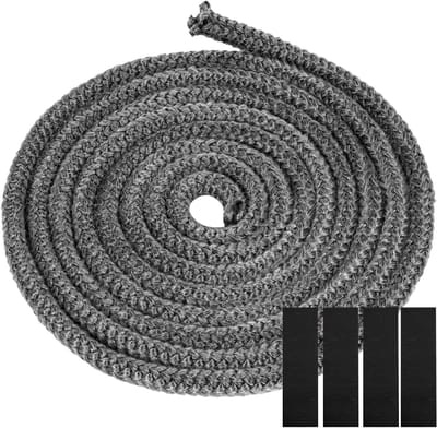 Hittebestendige Kabelafdichting van 4m x 8mm, Vervangingspakking met 4 Tapes voor Houtkachel, Vuurvast Glasvezelkoord voor Oven Deur