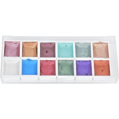 12-kleurig Parelmoer Kleur Solide Waterverf Pigment Set Draagbare Schilderkleuren Kunstbenodigdheden12-kleur gray