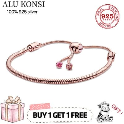 Vente Bracelet Pan en Argent Sterling 925 Véritable de Haute Qualité 100% Bracelet Cœur d'Amour Pour Femmes Compatible Bijoux Charms DIY Originaux 21cm white