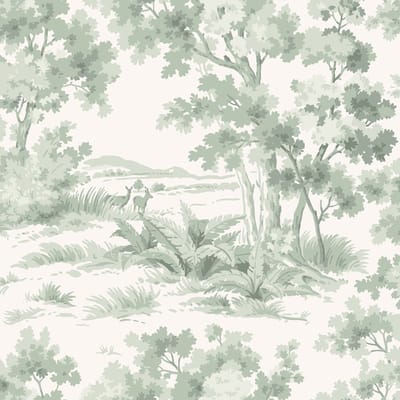 Boråstapeter Vliesbehang 7678 - Falsterbo III - Toile de Jouy Groen - 53cm x 10.05m