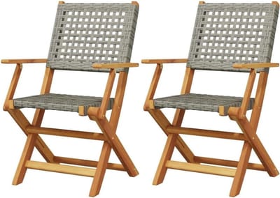 Tuinstoelen Set - Balkonstoelen Terras - Buiten Zitten - Massief Hout - 54 x 57 x 91 cm - Grijs