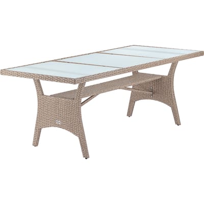 Casaria Polyrattan Tafel – Veiligheidsglasblad 190x90x74 cm – Beige