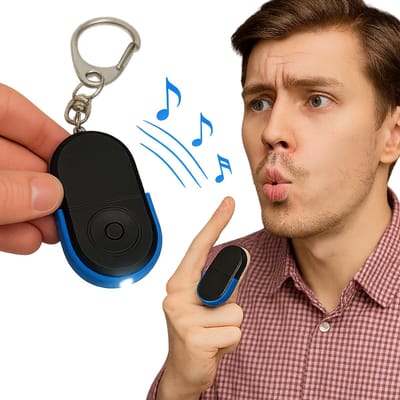 WhistleGuard Sleutelzoeker met LED – Sleutelhanger met Fluitfunctie & Licht – Anti-Verlies Alarm – Zwart/Blauw – Inclusief Batterij – ABS & Metaal – Ideaal voor Reizen en Dagelijks Gebruik