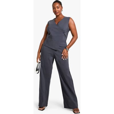 boohoo Dames plus bengaline gilet jumpsuit | Charcoal | Maat: 24