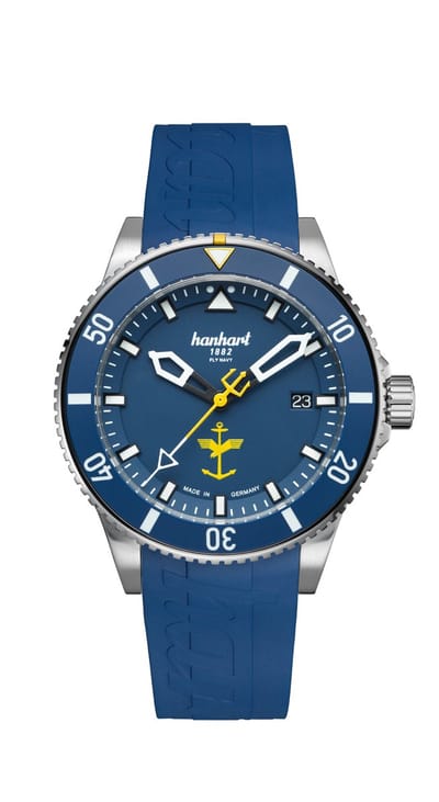 Hanhart FLY NAVY Aerosphere - Horloge - blauwe kunststof band - 42 mm