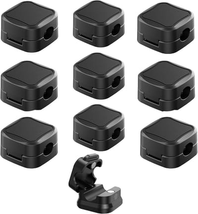 10 stuks magnetische kabelclips voor kabelorganisatie, zelfklevende kabelhouders voor bureau en nachtkastje, ideaal voor oplaadkabels en HDMI-kabels (zwart)