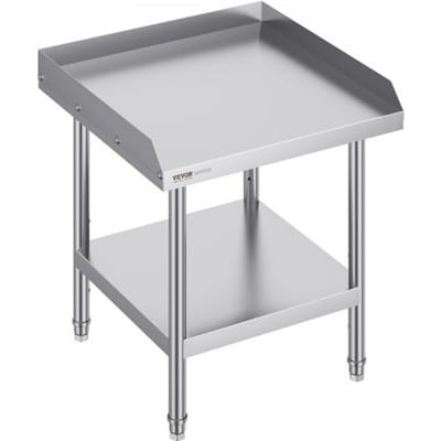 VEVOR RVS werktafel, commerciële werktafel voor voedselbereiding, driezijdige spatwand, 610 x 610 x 660 mm keukentafel, in hoogte verstelbare werktafel voor hotels