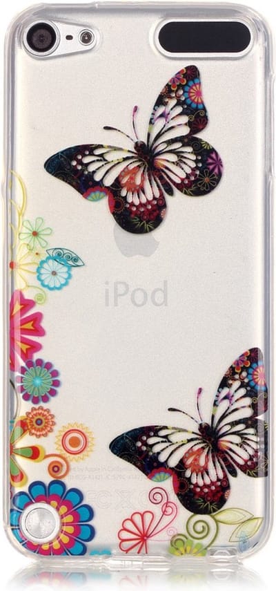 Peachy Kleurrijk hoesje vlinders bloemen geschikt voor iPod Touch 5 6 7 doorzichtig case