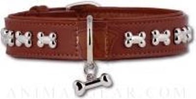 Hondenhalsband Artleather Silverbones brown 40 cm x 20 mm