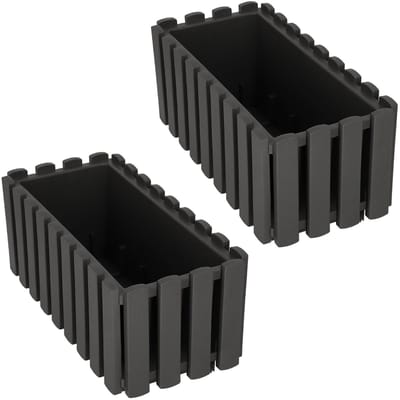 Rustieke Balkon Bloembakken - 40 cm - Grijs - 2 stuks
