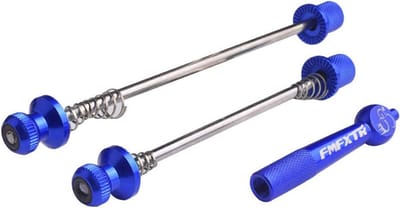 Fiets snelspanners - Snelspanassen set - Wielbevestiging - Diefstalbestendig ontwerp - Voor en achter - Blauw